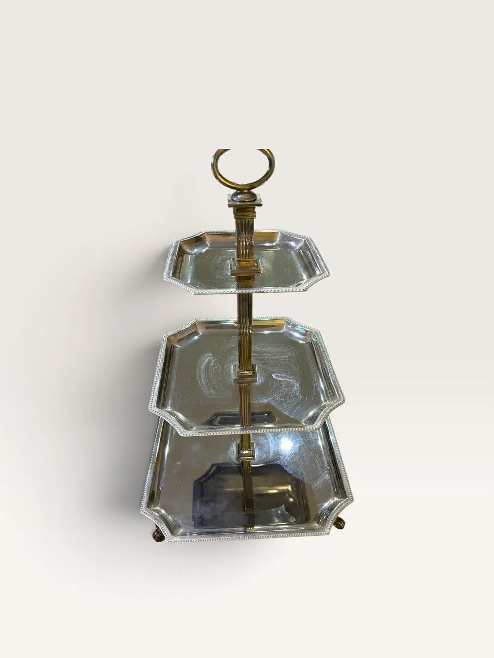 Vintage Godinger Silver 3-Tier Square Serving Stand 12.5